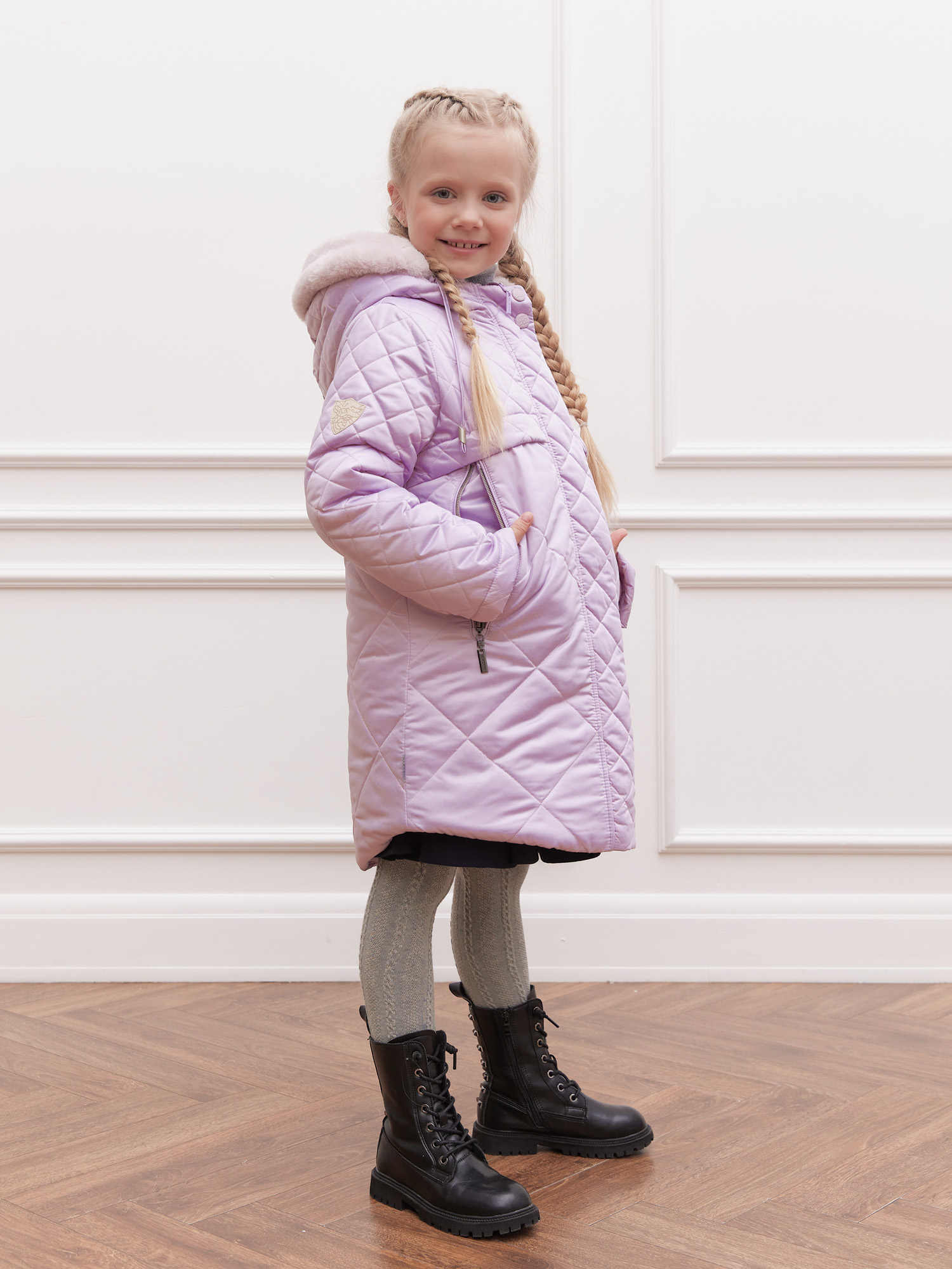 Пальто зимнее для девочки с искусственным мехом ПД1254