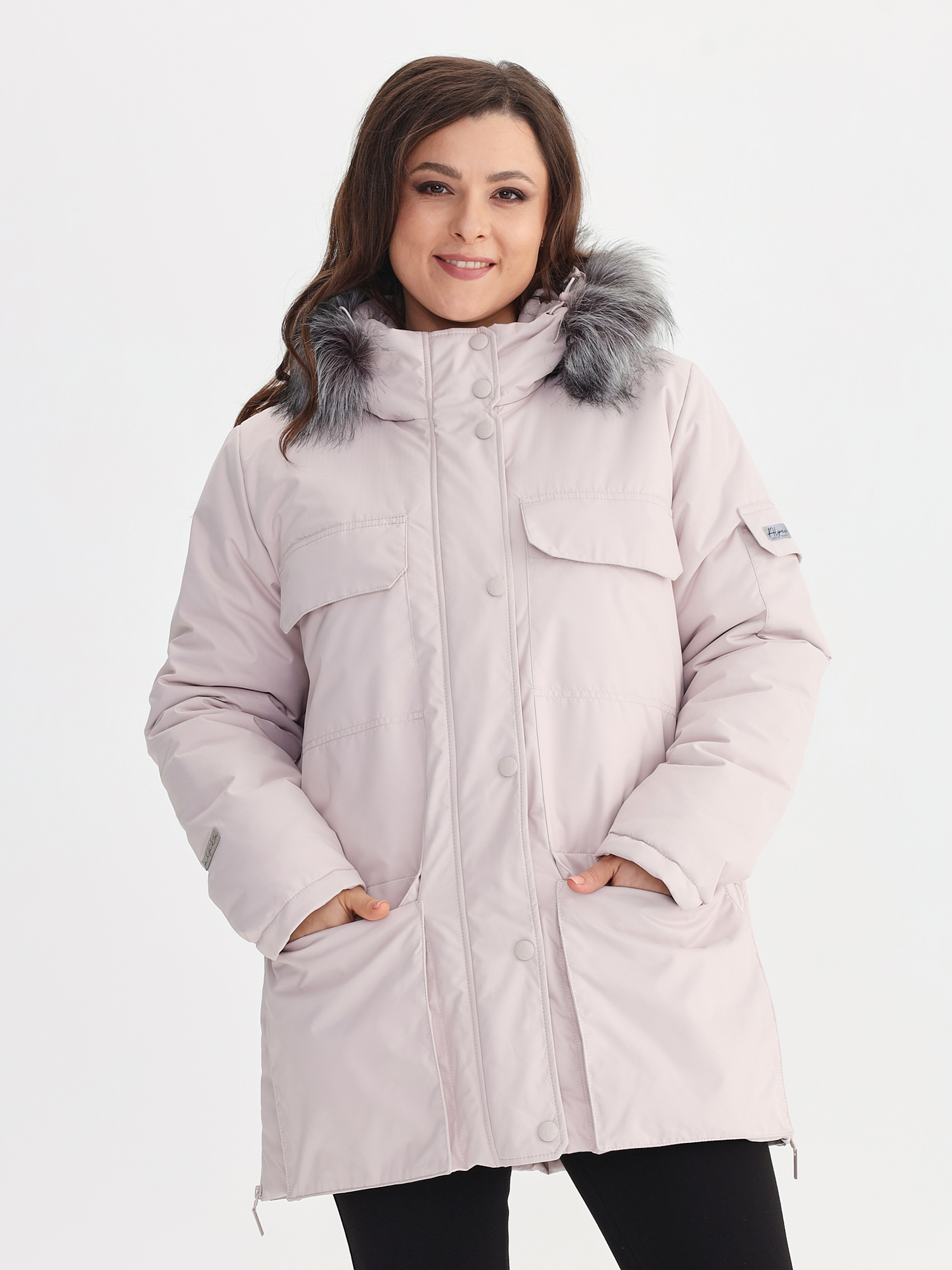 Куртка зимняя женская с опушкой из искусственного меха TRF14-340