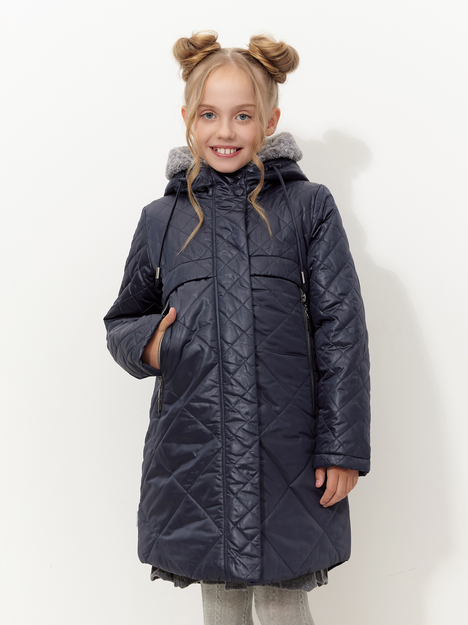 Пальто зимнее для девочки с искусственным мехом ПД1254