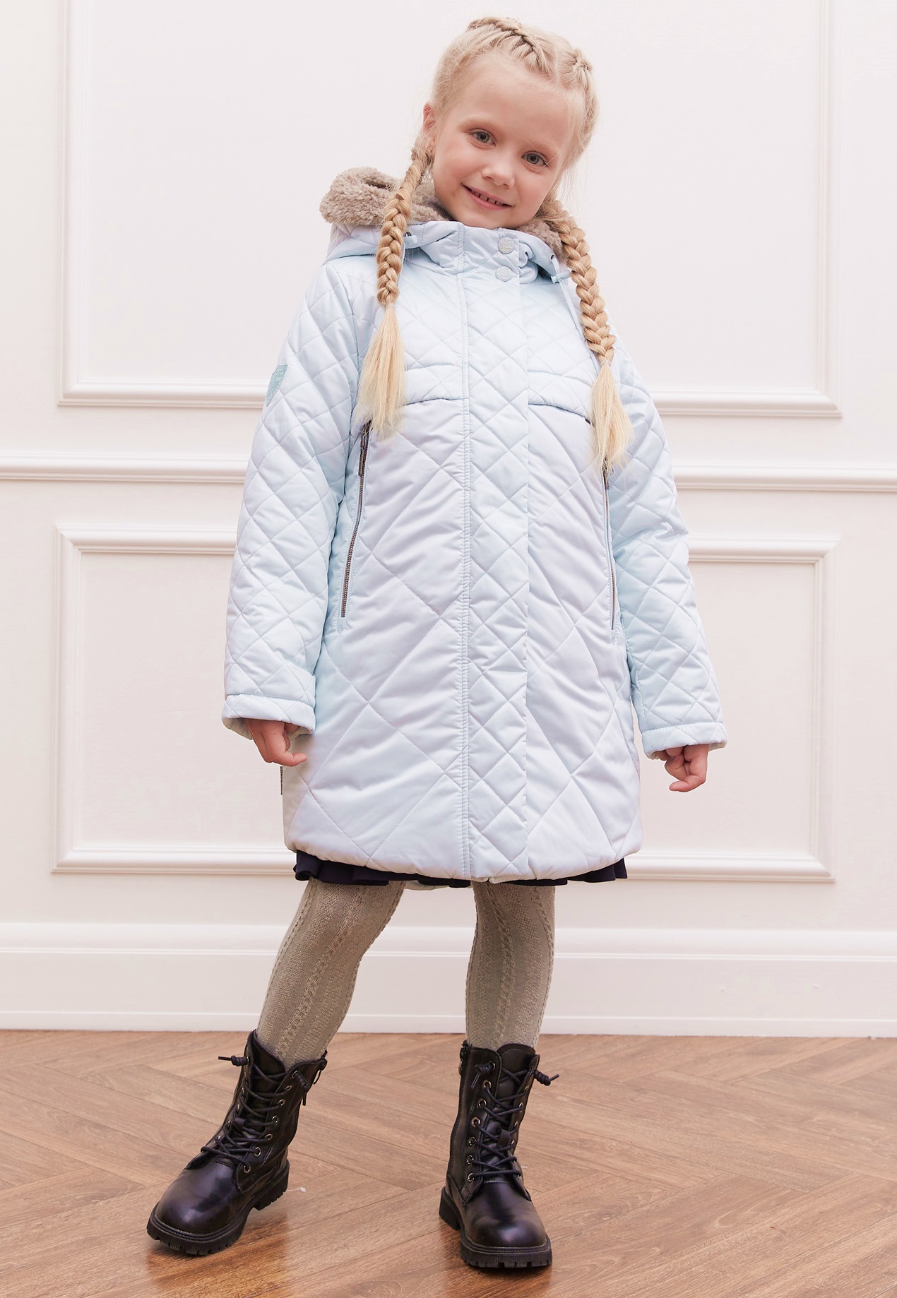Пальто зимнее для девочки с искусственным мехом ПД1254