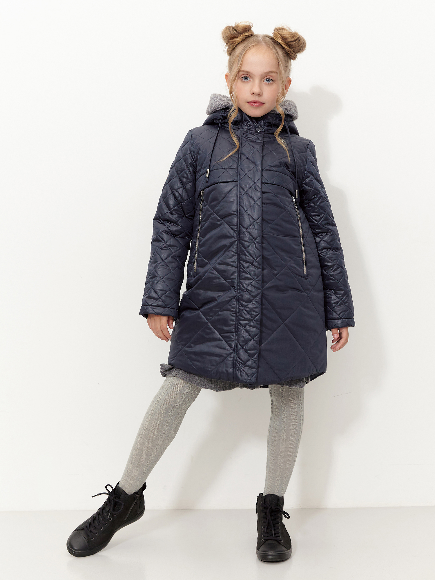 Пальто зимнее для девочки с искусственным мехом ПД1254