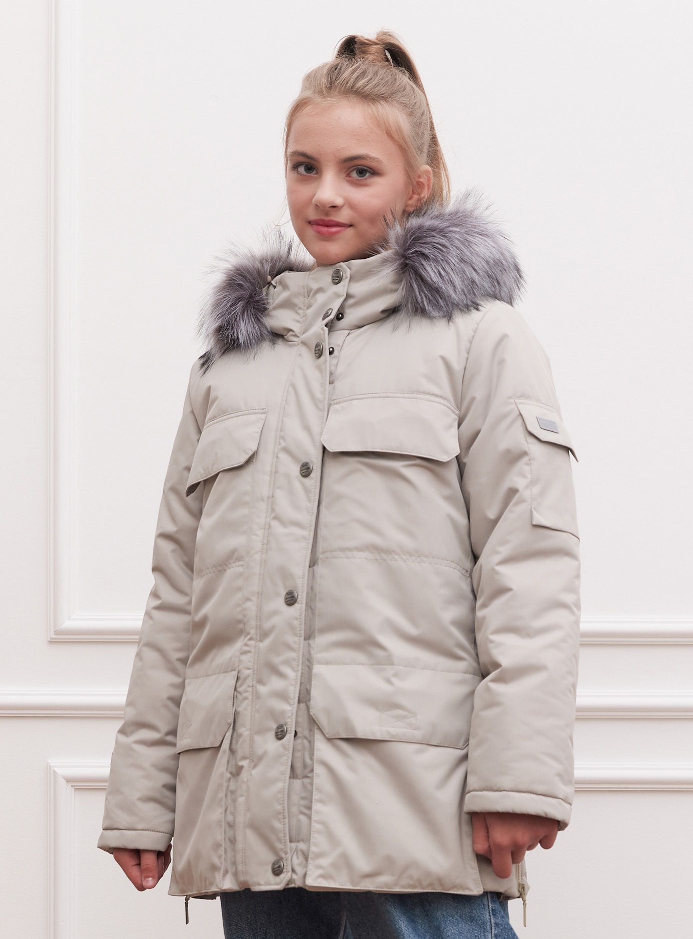 Куртка зимняя для девочки с опушкой из искусственного меха КД1256 20 %