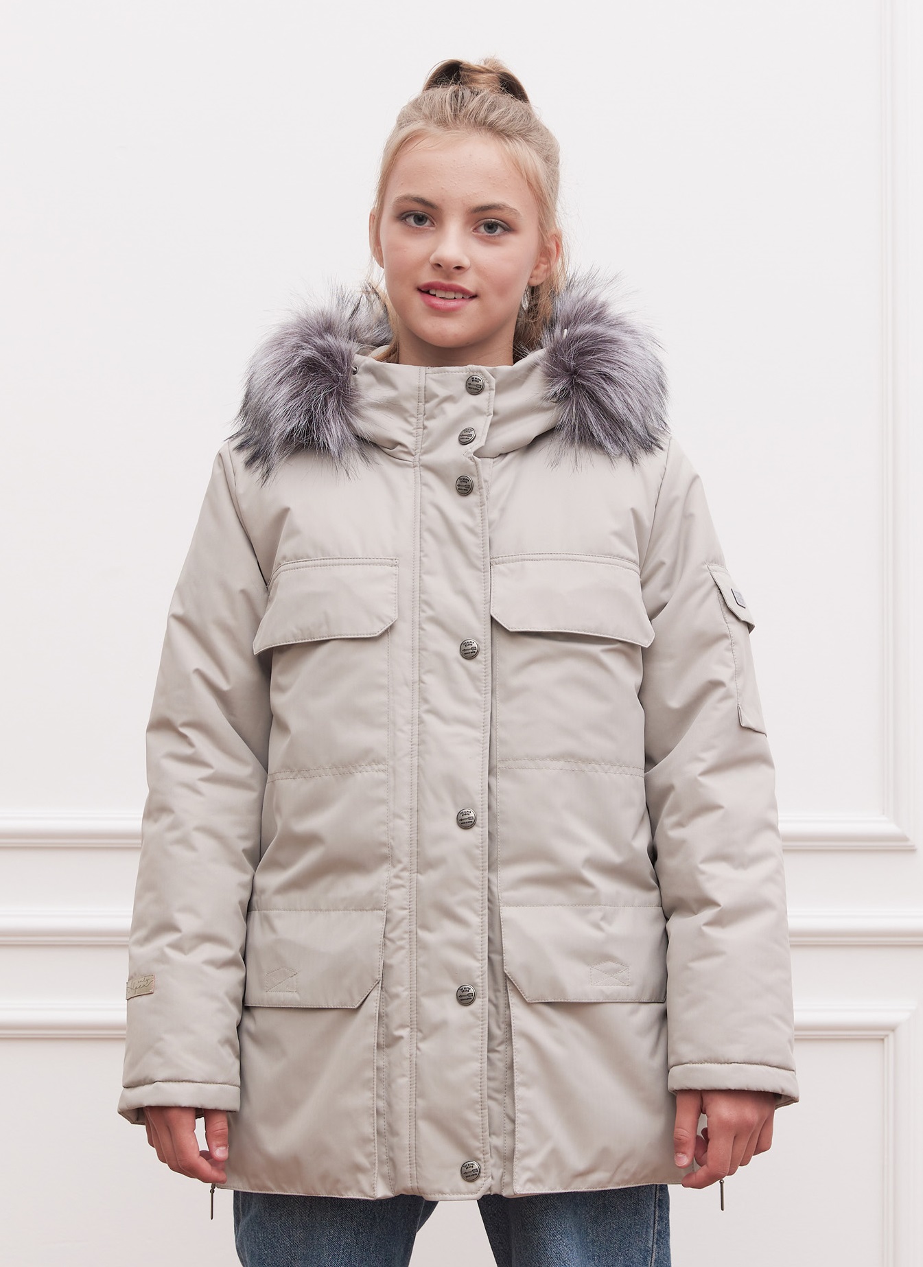 Куртка зимняя для девочки с опушкой из искусственного меха КД1256 20 %