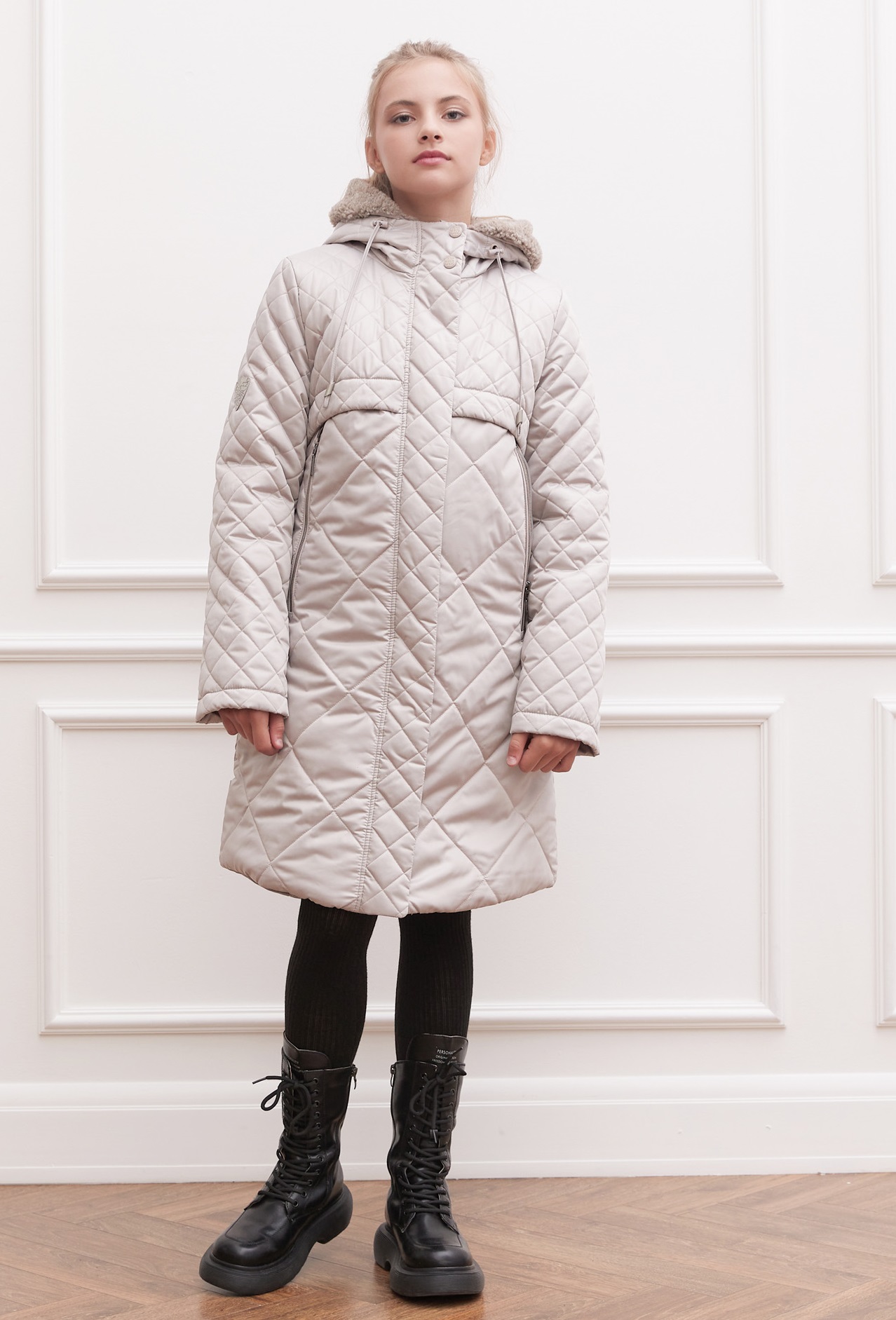 Пальто зимнее для девочки с искусственным мехом ПД1254