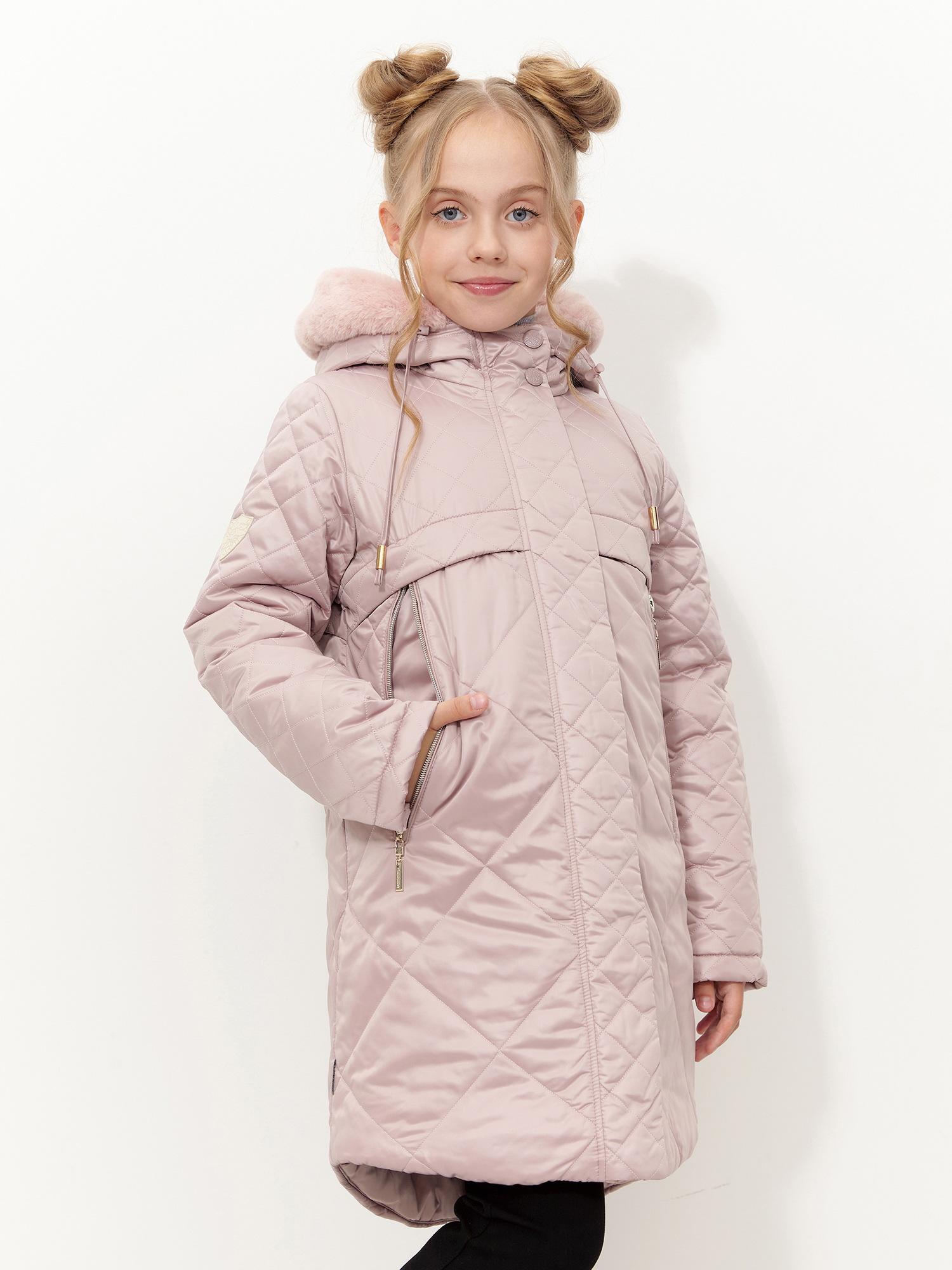 Пальто зимнее для девочки с искусственным мехом ПД1254