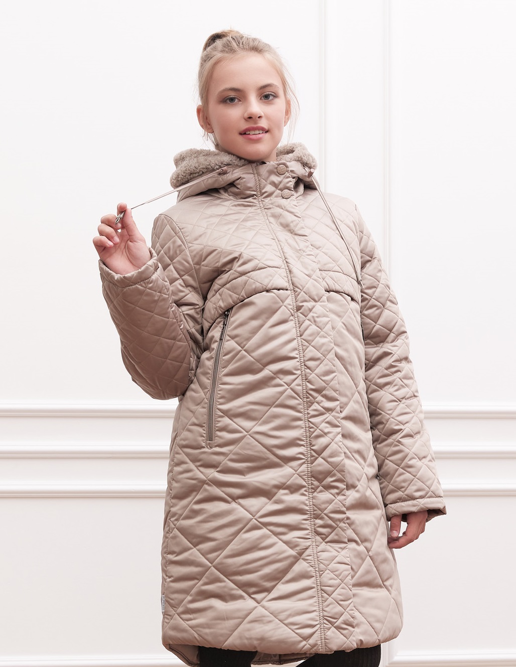 Пальто зимнее для девочки с искусственным мехом ПД1254