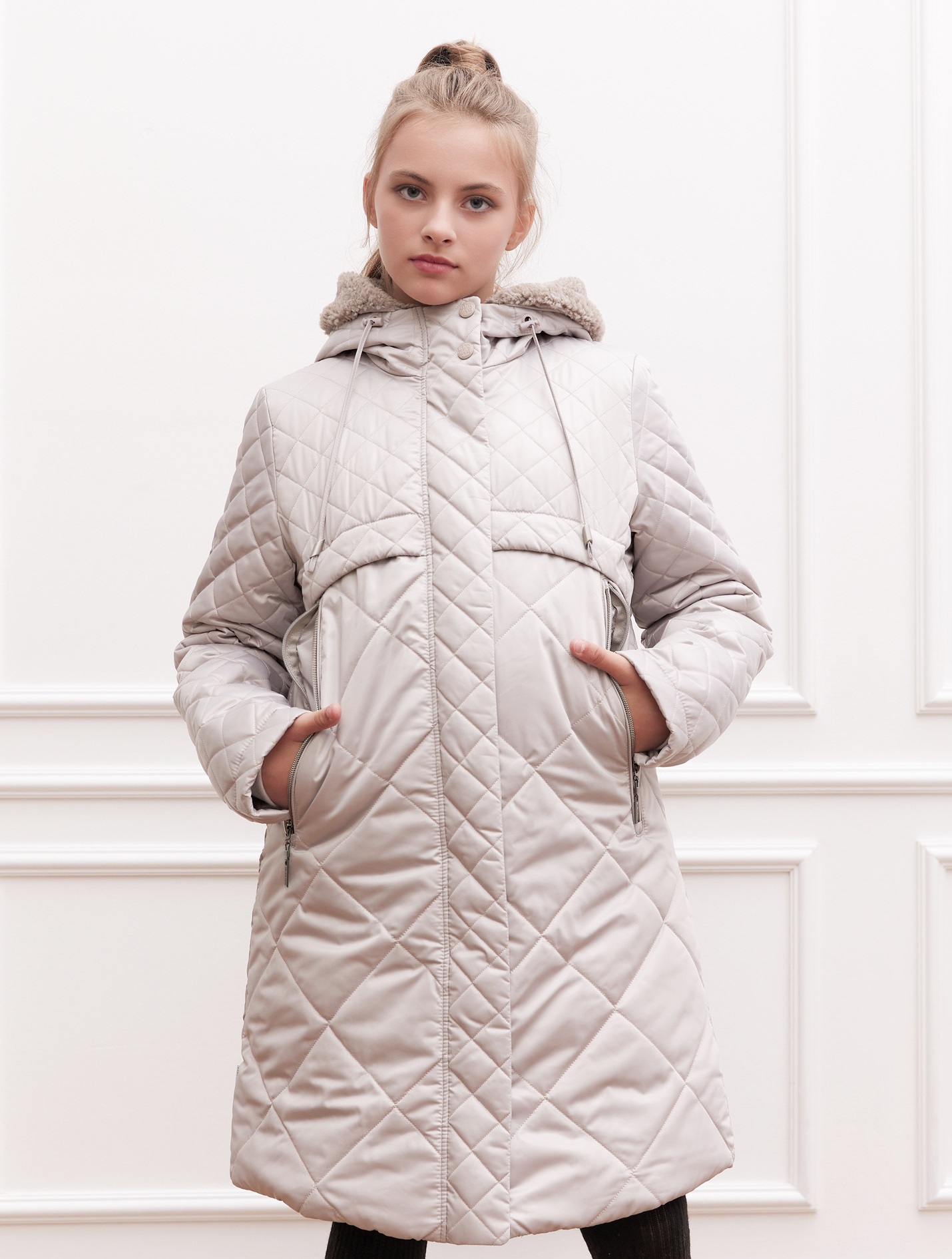 Пальто зимнее для девочки с искусственным мехом ПД1254