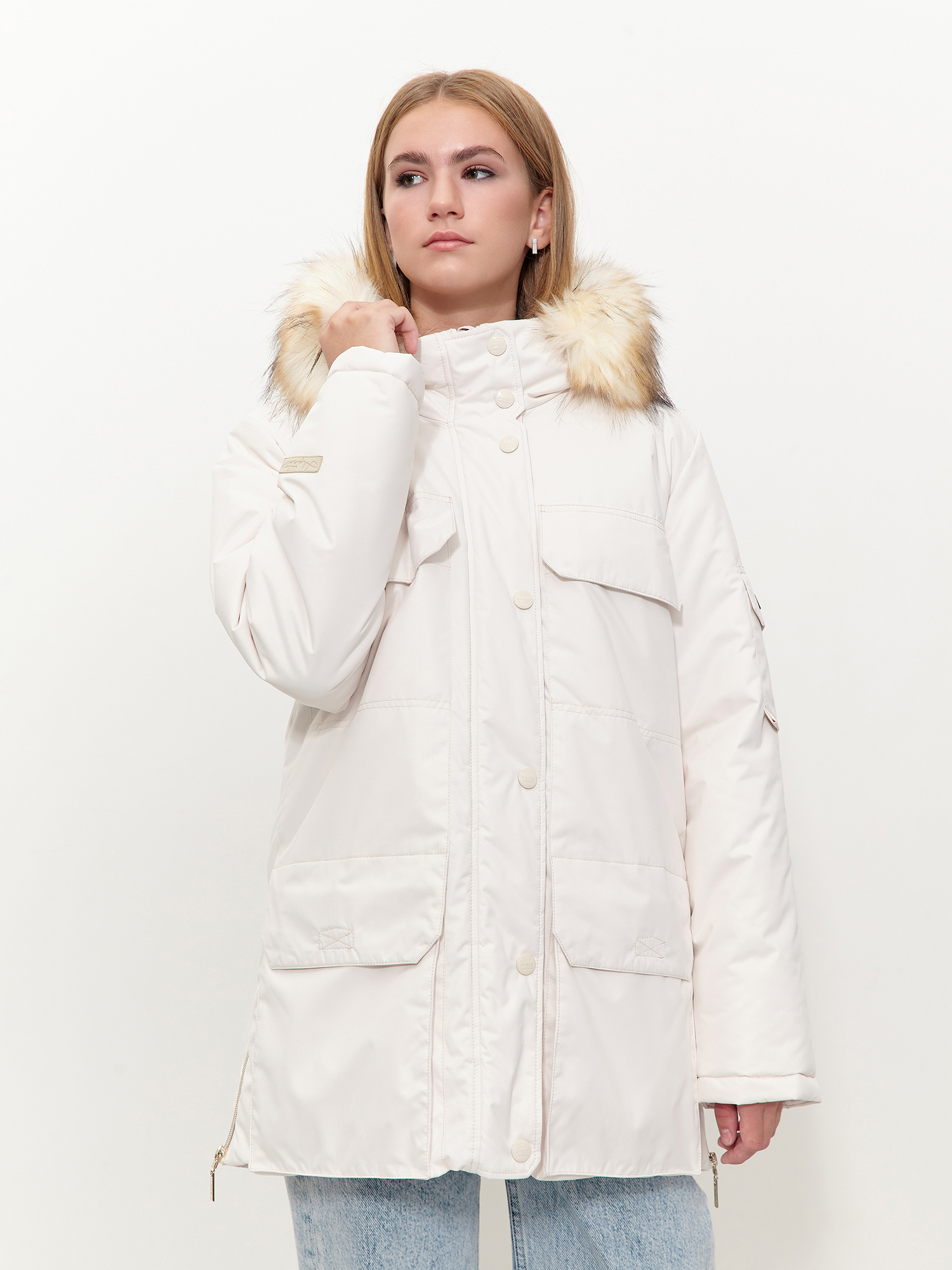 Куртка зимняя для девочки с опушкой из искусственного меха КД1256 10 %