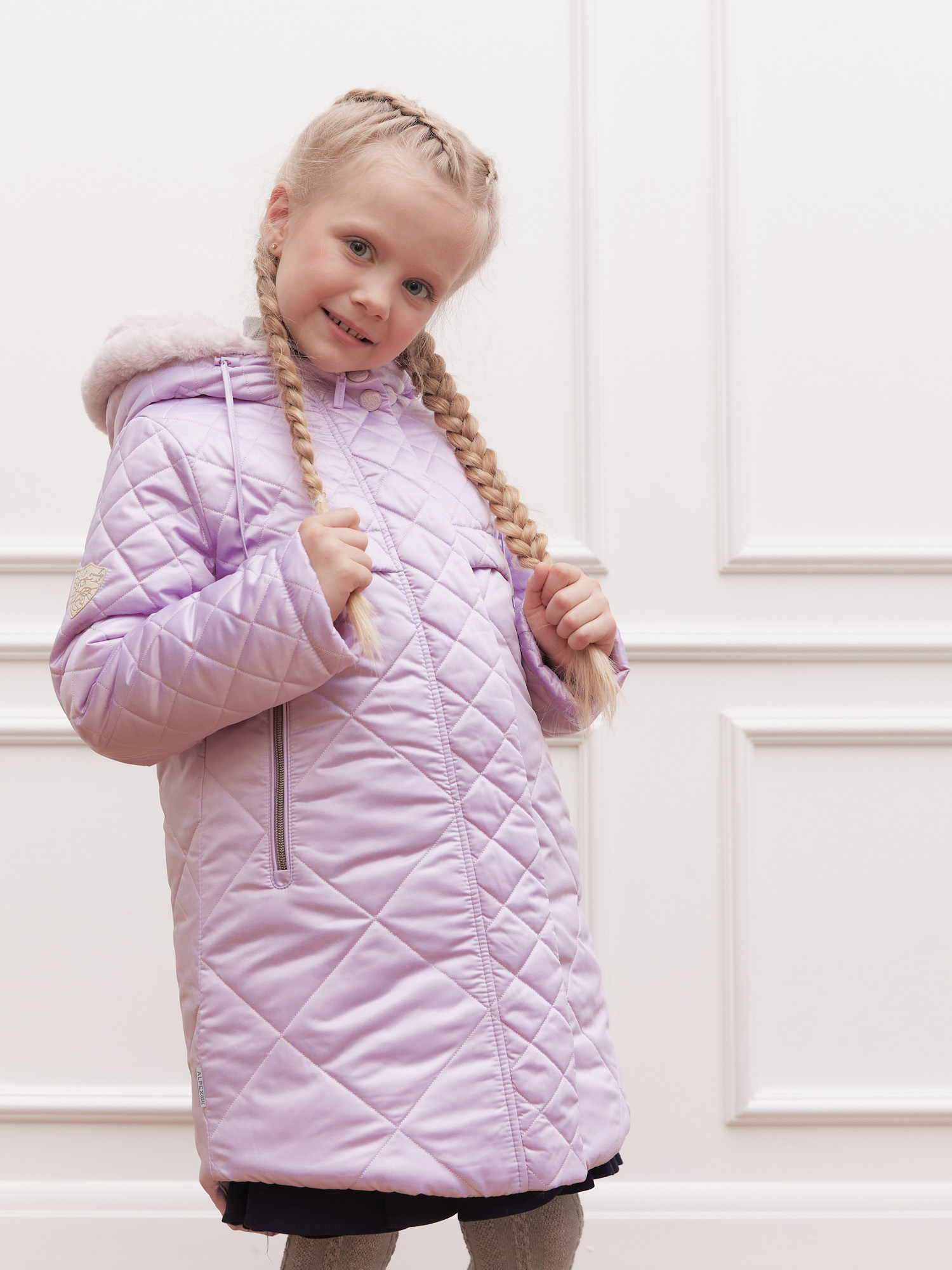 Пальто зимнее для девочки с искусственным мехом ПД1254