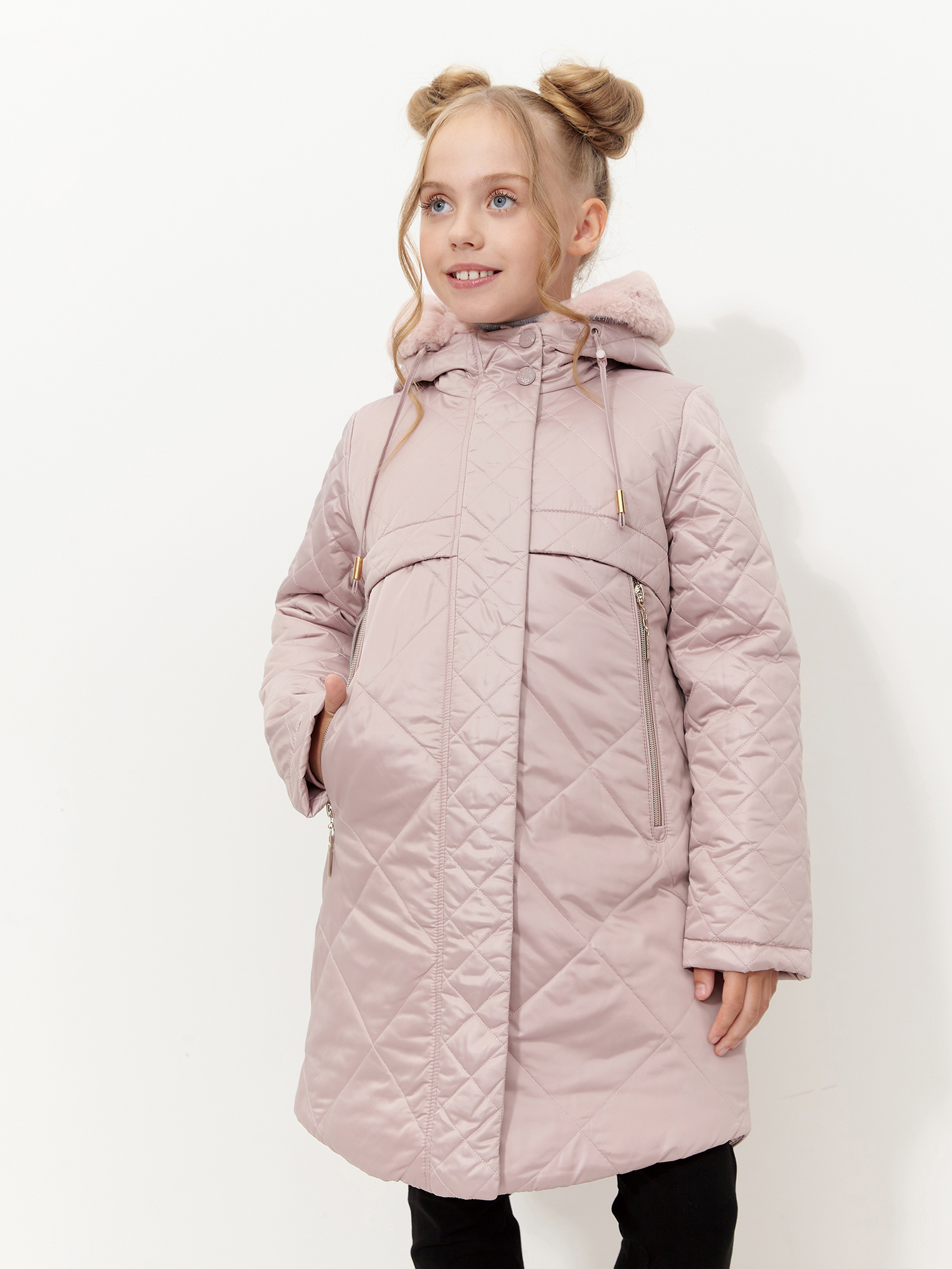Пальто зимнее для девочки с искусственным мехом ПД1254